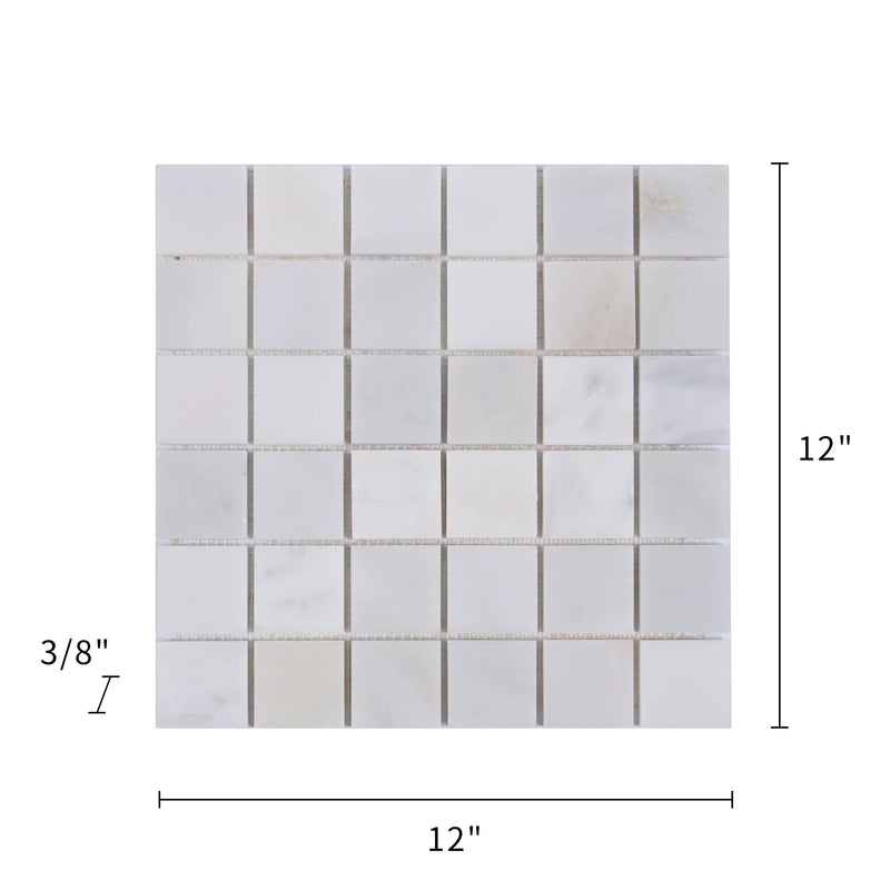 2-in Oriental White Honed Marble Mosaic Floor and Wall Tile - Sample (Product Shown is Full Size)