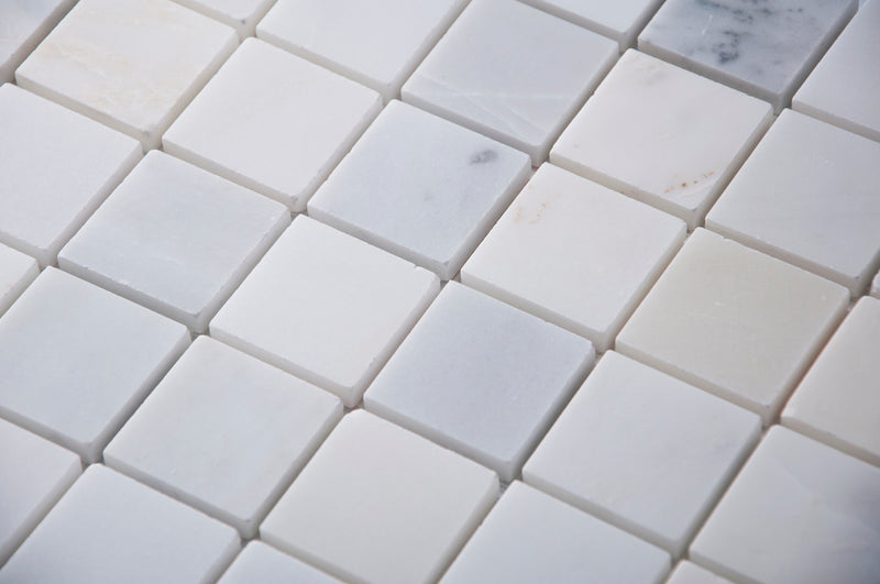 2-in Oriental White Honed Marble Mosaic Floor and Wall Tile - Sample (Product Shown is Full Size)