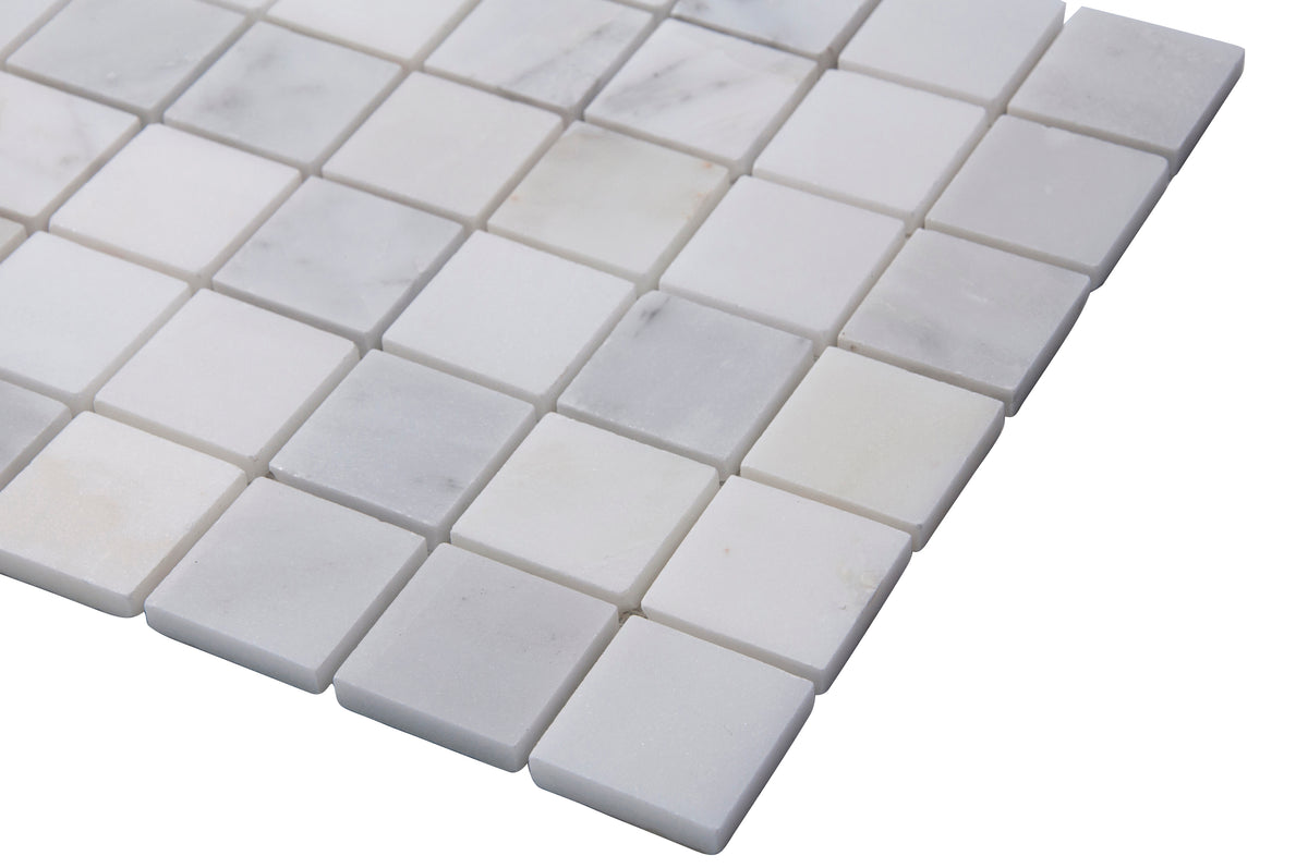 2-in Oriental White Honed Marble Mosaic Floor and Wall Tile - Sample (Product Shown is Full Size)