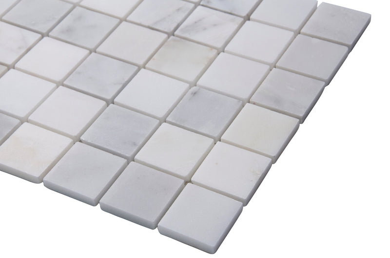 2-in Oriental White Honed Marble Mosaic Floor and Wall Tile - Sample (Product Shown is Full Size)