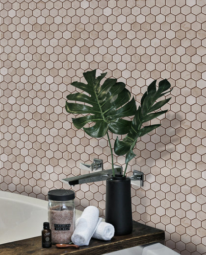 1-in Cream Marfil Hexagon 12-in x 12-in Polished Marble Mosaic Floor and Wall Tile( 5 sq. ft. /Box )