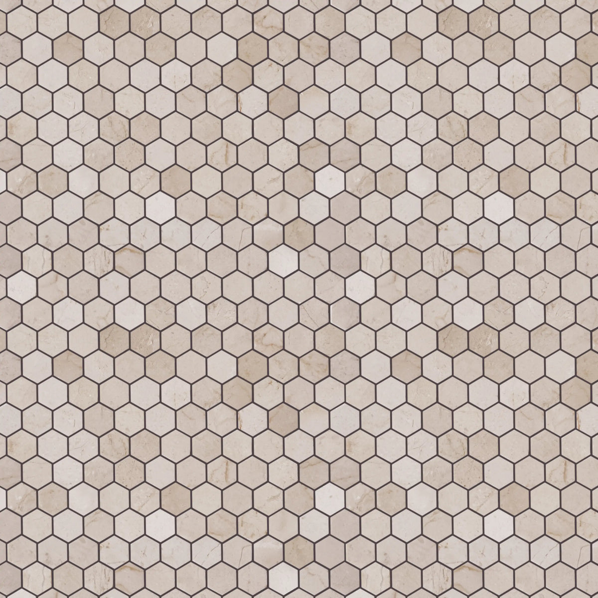 Cream Marfil Hexagon Polished Marble Mosaic Floor and Wall Tile - Sample (Product Shown is Full Size)