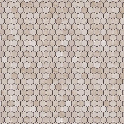 1-in Cream Marfil Hexagon 12-in x 12-in Polished Marble Mosaic Floor and Wall Tile( 5 sq. ft. /Box )