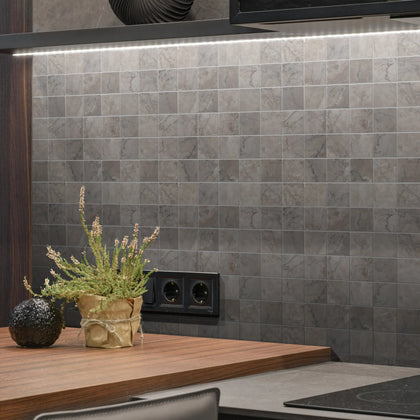 2-in Gray Cloud 12-in x 12-in Polished Marble Mosaic Floor and Wall Tile( 5 sq. ft. /Box )