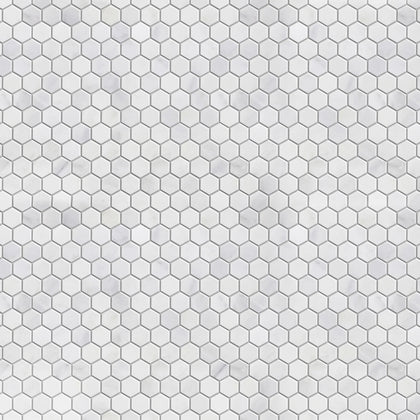 1-in Oriental White Hexagon 12-in x 11-in Honed Marble Mosaic Floor and Wall Tile( 4.6 sq. ft. /Box )