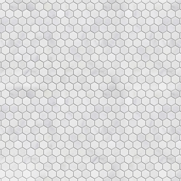 1-in Oriental White Hexagon 12-in x 11-in Honed Marble Mosaic Floor and Wall Tile( 4.6 sq. ft. /Box )