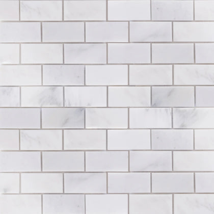 Brick Oriental White 12-in x 12-in Honed Marble Mosaic Wall Tile( 5 sq. ft. /Box )