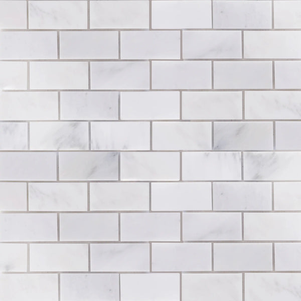 Brick Oriental White 12-in x 12-in Honed Marble Mosaic Wall Tile( 5 sq. ft. /Box )