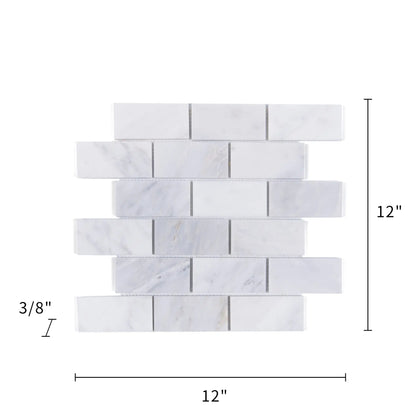 Brick Oriental White 12-in x 12-in Honed Marble Mosaic Wall Tile( 5 sq. ft. /Box )