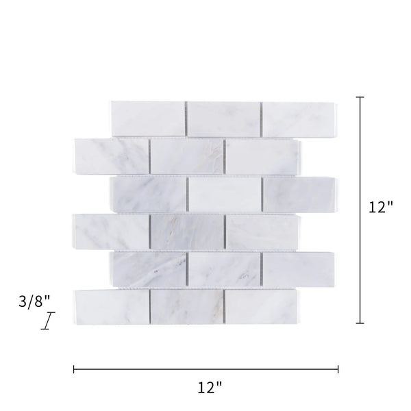 Brick Oriental White 12-in x 12-in Honed Marble Mosaic Wall Tile( 5 sq. ft. /Box )