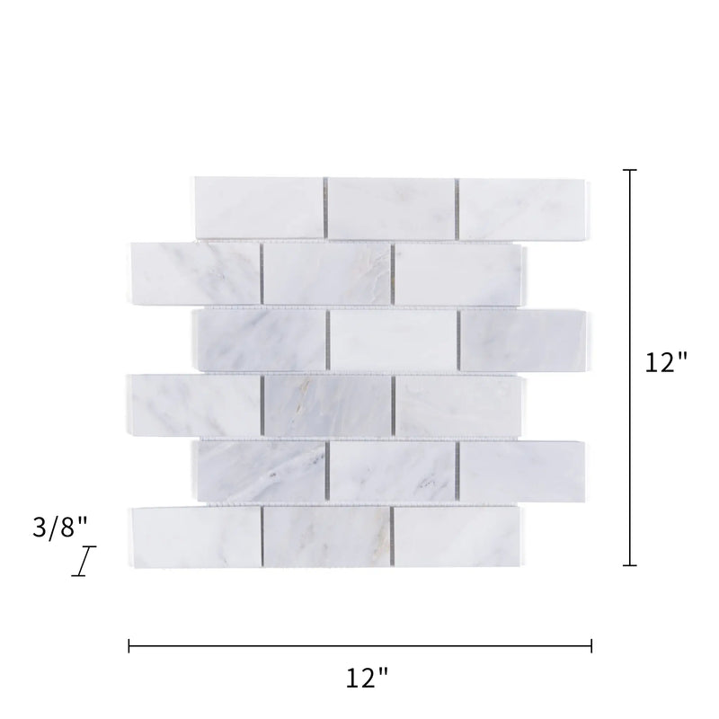 Brick Oriental White 12-in x 12-in Honed Marble Mosaic Wall Tile( 5 sq. ft. /Box )