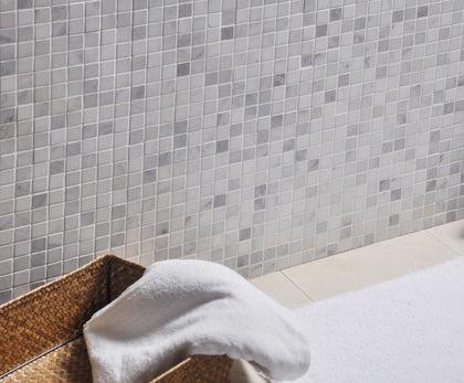 1-in Oriental White 12-in x 12-in Polished Marble Mosaic Floor and Wall Tile( 5 sq. ft. /Box )