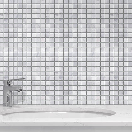 1-in Oriental White 12-in x 12-in Polished Marble Mosaic Floor and Wall Tile( 5 sq. ft. /Box )