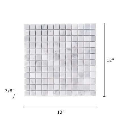 Carrara White 12-in x 12-in Polished Marble Mosaic Floor and Wall Tile( 5 sq. ft. /Box )