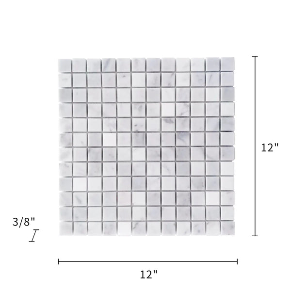 Carrara White 12-in x 12-in Polished Marble Mosaic Floor and Wall Tile( 5 sq. ft. /Box )