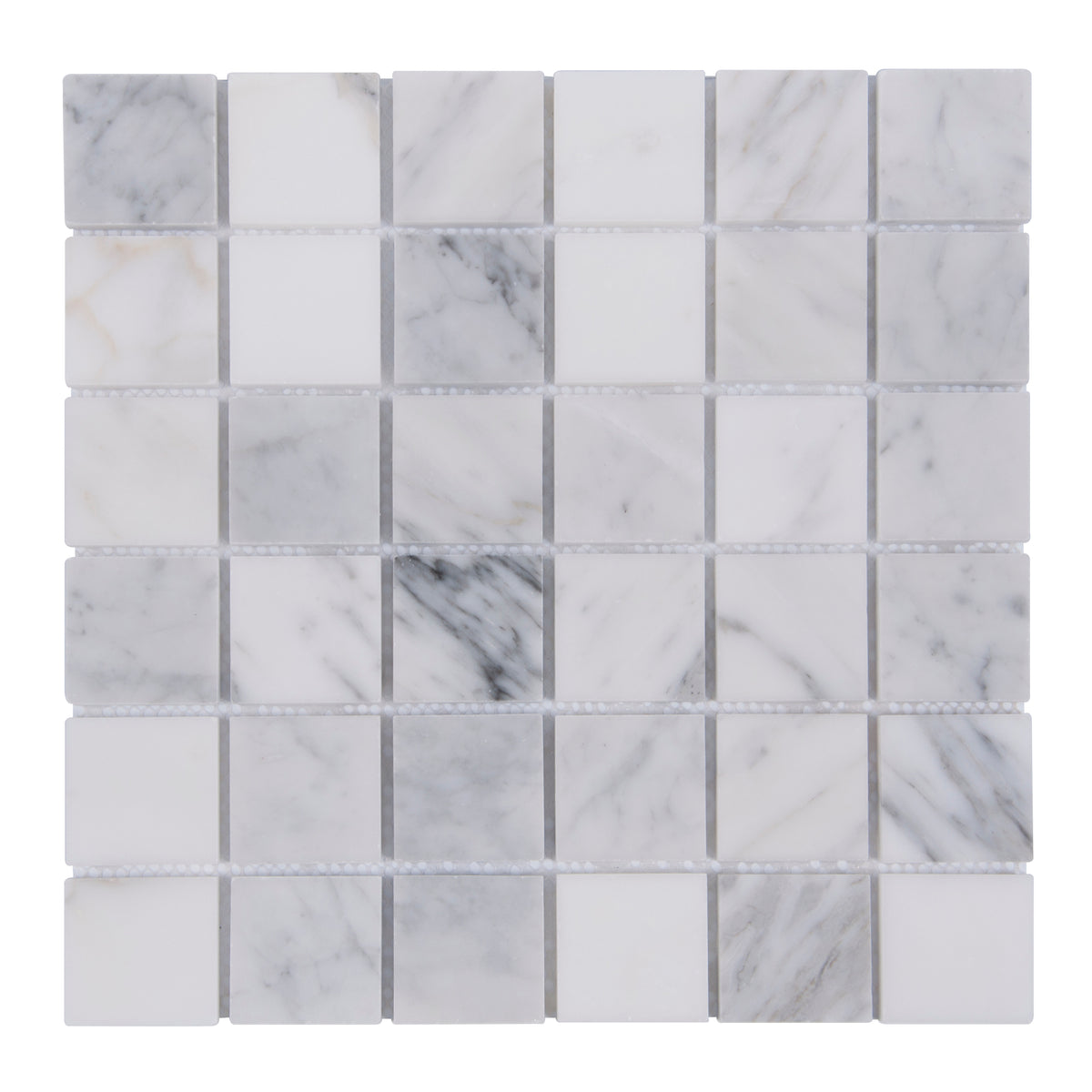 Carrara White 12-in x 12-in Polished Marble Mosaic Floor and Wall Tile( 5 sq. ft. /Box )