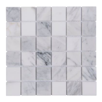 Carrara White 12-in x 12-in Polished Marble Mosaic Floor and Wall Tile( 5 sq. ft. /Box )