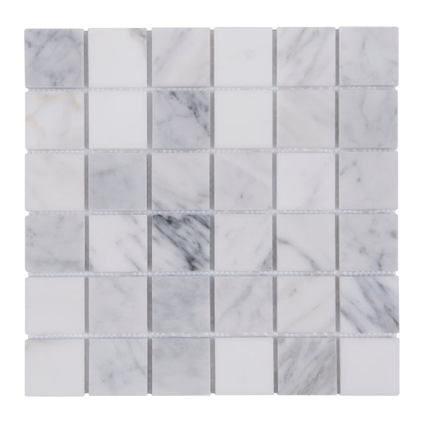 Carrara White 12-in x 12-in Polished Marble Mosaic Floor and Wall Tile( 5 sq. ft. /Box )