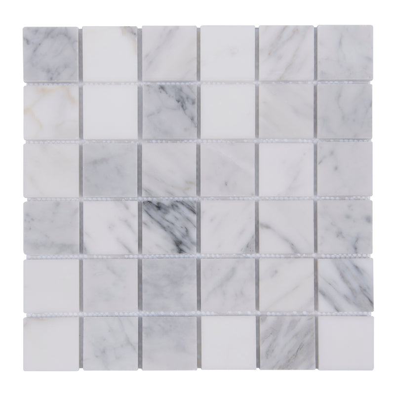 Carrara White 12-in x 12-in Polished Marble Mosaic Floor and Wall Tile( 5 sq. ft. /Box )