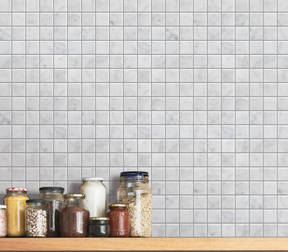 Carrara White 12-in x 12-in Polished Marble Mosaic Floor and Wall Tile( 5 sq. ft. /Box )