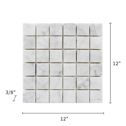 Carrara White 12-in x 12-in Polished Marble Mosaic Floor and Wall Tile( 5 sq. ft. /Box )