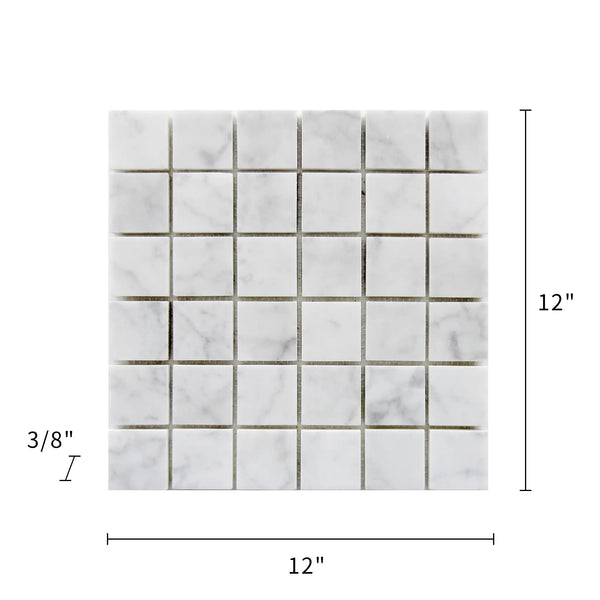 Carrara White 12-in x 12-in Polished Marble Mosaic Floor and Wall Tile( 5 sq. ft. /Box )