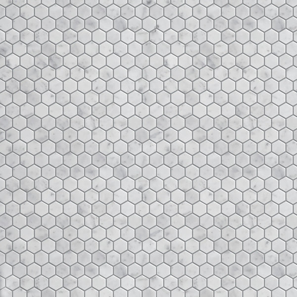 1-in Carrara White Hexagon 12-in x 11-in Polished Marble Mosaic Floor and Wall Tile( 4.6 sq. ft. /Box )