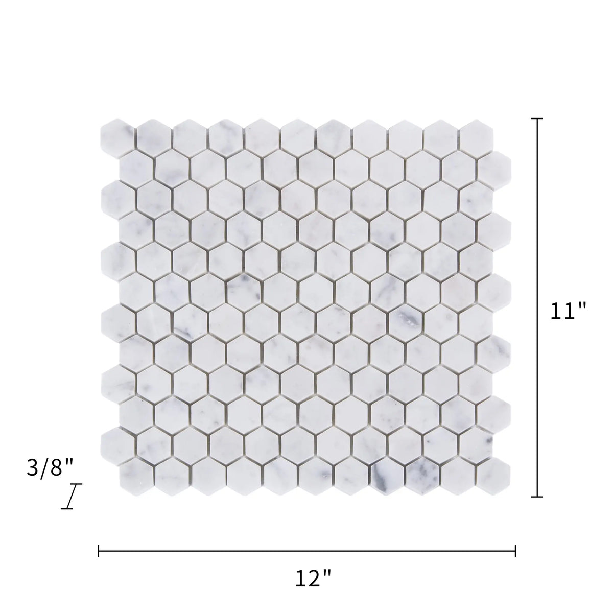 1-in Carrara White Hexagon 12-in x 11-in Polished Marble Mosaic Floor and Wall Tile( 4.6 sq. ft. /Box )