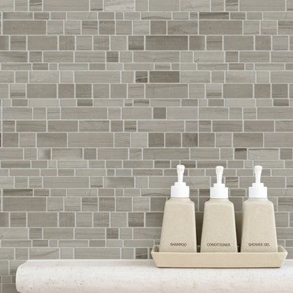 Athens Gray Multi-Square 12-in x 12-in Honed Mosaic Wall Tile( 5 sq. ft. /Box )