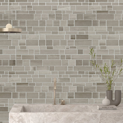 Athens Gray Multi-Square 12-in x 12-in Honed Mosaic Wall Tile( 5 sq. ft. /Box )