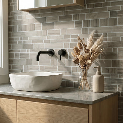 Athens Gray Multi-Square 12-in x 12-in Honed Mosaic Wall Tile( 5 sq. ft. /Box )