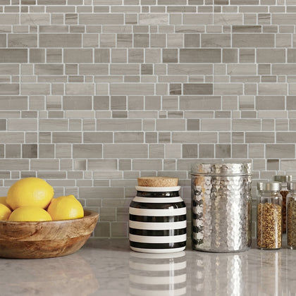 Athens Gray Multi-Square 12-in x 12-in Honed Mosaic Wall Tile( 5 sq. ft. /Box )