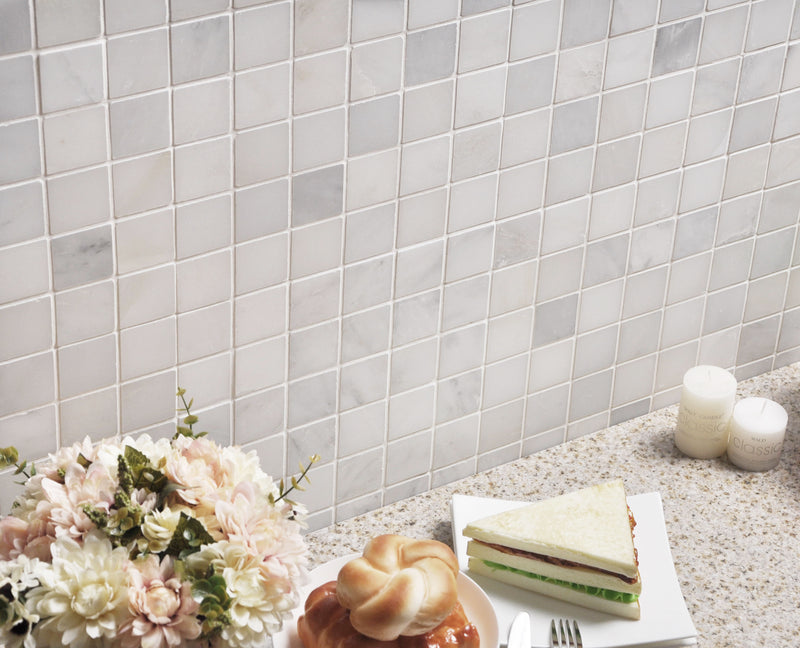 Carrara White 12-in x 12-in Polished Marble Mosaic Floor and Wall Tile( 5 sq. ft. /Box )