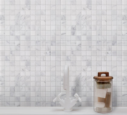 Carrara White 12-in x 12-in Polished Marble Mosaic Floor and Wall Tile( 5 sq. ft. /Box )