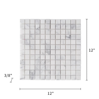 1-in Oriental White 12-in x 12-in Polished Marble Mosaic Floor and Wall Tile( 5 sq. ft. /Box )