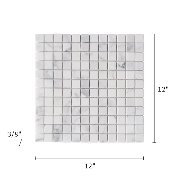 1-in Oriental White 12-in x 12-in Polished Marble Mosaic Floor and Wall Tile( 5 sq. ft. /Box )