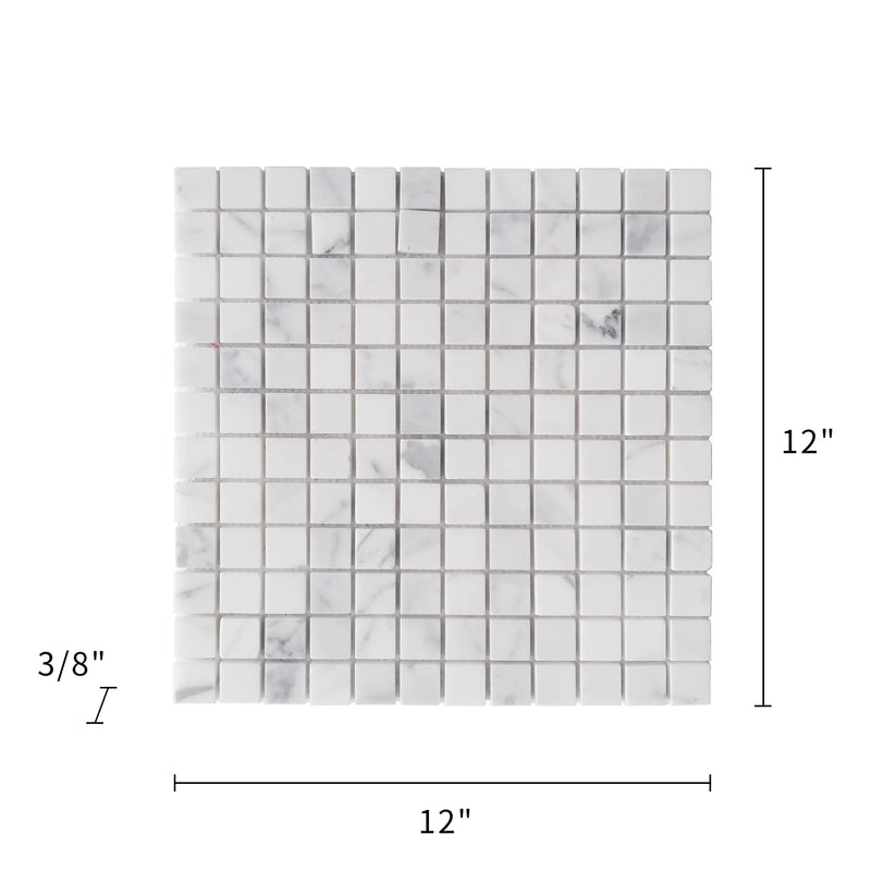 1-in Oriental White 12-in x 12-in Polished Marble Mosaic Floor and Wall Tile( 5 sq. ft. /Box )