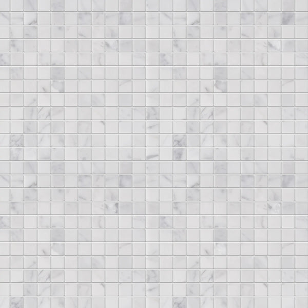 1-in Oriental White 12-in x 12-in Polished Marble Mosaic Floor and Wall Tile( 5 sq. ft. /Box )