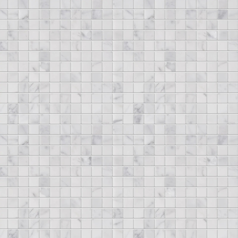 1-in Oriental White 12-in x 12-in Polished Marble Mosaic Floor and Wall Tile( 5 sq. ft. /Box )