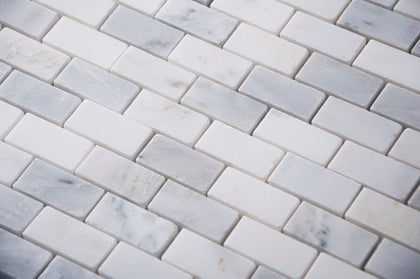 Oriental White Polished Marble Mosaic Wall Tile - Sample (Product Shown is Full Size)