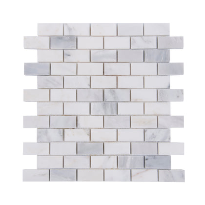 Oriental White 12-in x 11-in Polished Marble Mosaic Wall Tile( 4.6 sq. ft. /Box )