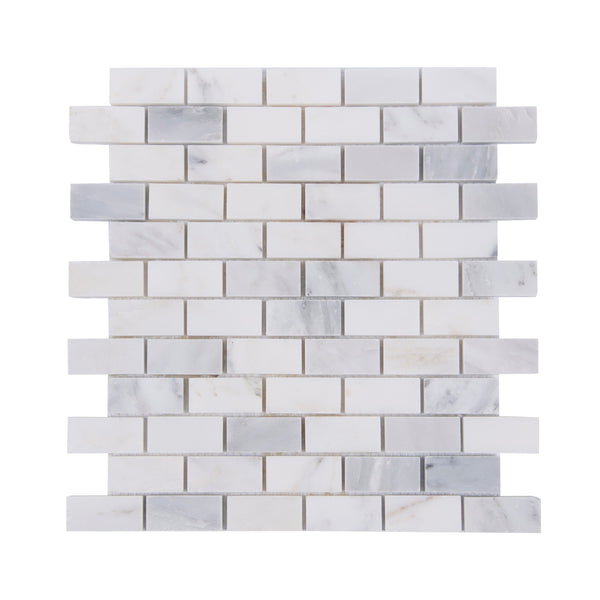 Oriental White 12-in x 11-in Polished Marble Mosaic Wall Tile( 4.6 sq. ft. /Box )