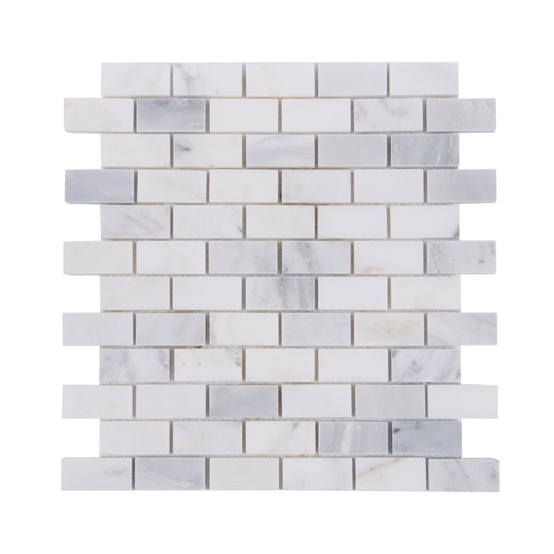 Oriental White 12-in x 11-in Polished Marble Mosaic Wall Tile( 4.6 sq. ft. /Box )