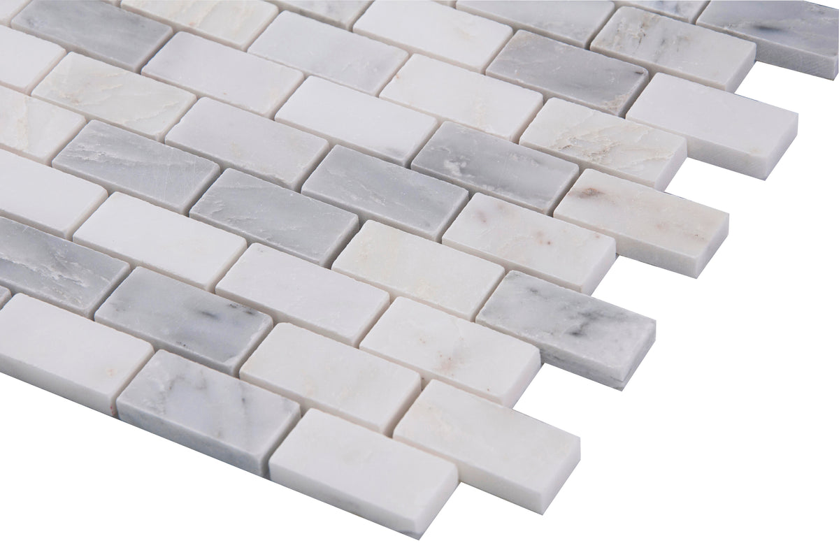 Oriental White 12-in x 11-in Polished Marble Mosaic Wall Tile( 4.6 sq. ft. /Box )
