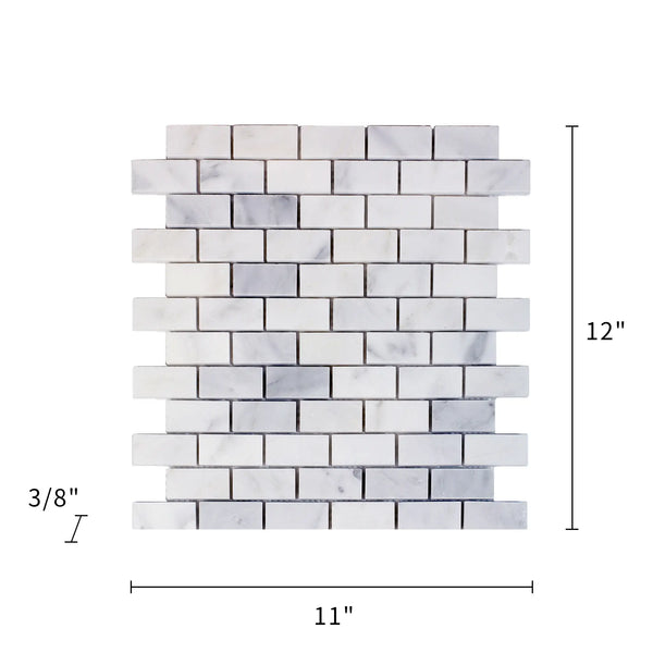 Oriental White 12-in x 11-in Polished Marble Mosaic Wall Tile( 4.6 sq. ft. /Box )