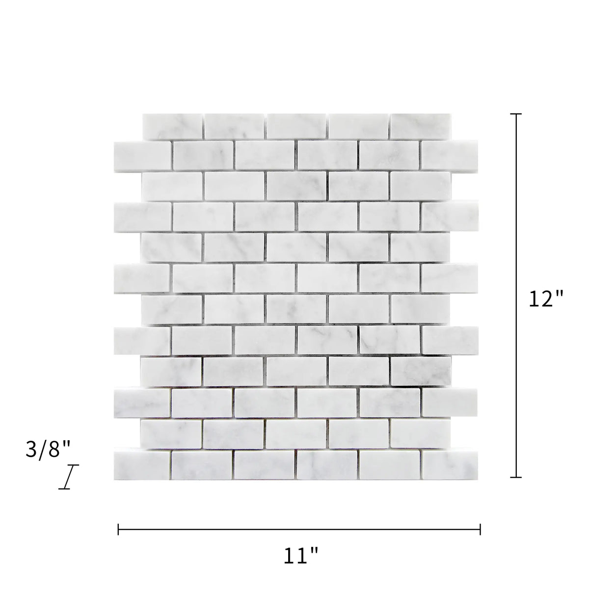 Carrara White 12-in x 11-in Polished Brick Marble Mosaic Floor and Wall Tile( 4.6 sq. ft. /Box )