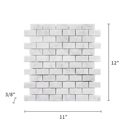Carrara White 12-in x 11-in Polished Brick Marble Mosaic Floor and Wall Tile( 4.6 sq. ft. /Box )