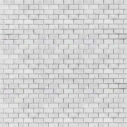 Carrara White 12-in x 11-in Polished Brick Marble Mosaic Floor and Wall Tile( 4.6 sq. ft. /Box )