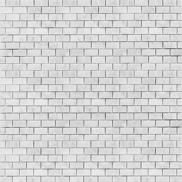 Carrara White 12-in x 11-in Polished Brick Marble Mosaic Floor and Wall Tile( 4.6 sq. ft. /Box )