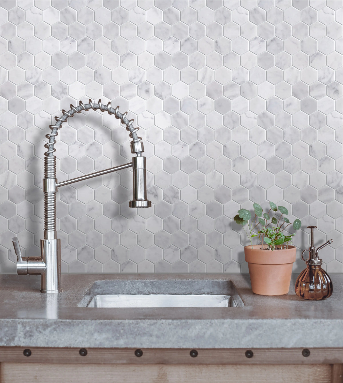 2-in Carrara White Hexagon 12-in x 12-in Polished Marble Mosaic Floor and Wall Tile( 5 sq. ft. /Box )